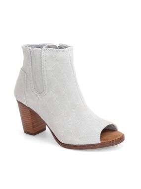 TOMS Majorca Peep Toe Leather quilted Zip Up Bootie, size 8